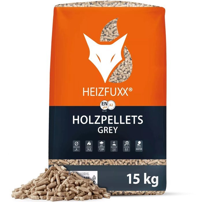 HEIZFUXX wood pellets Grey 6mm ENplusA1, 65 x 15kg pallet