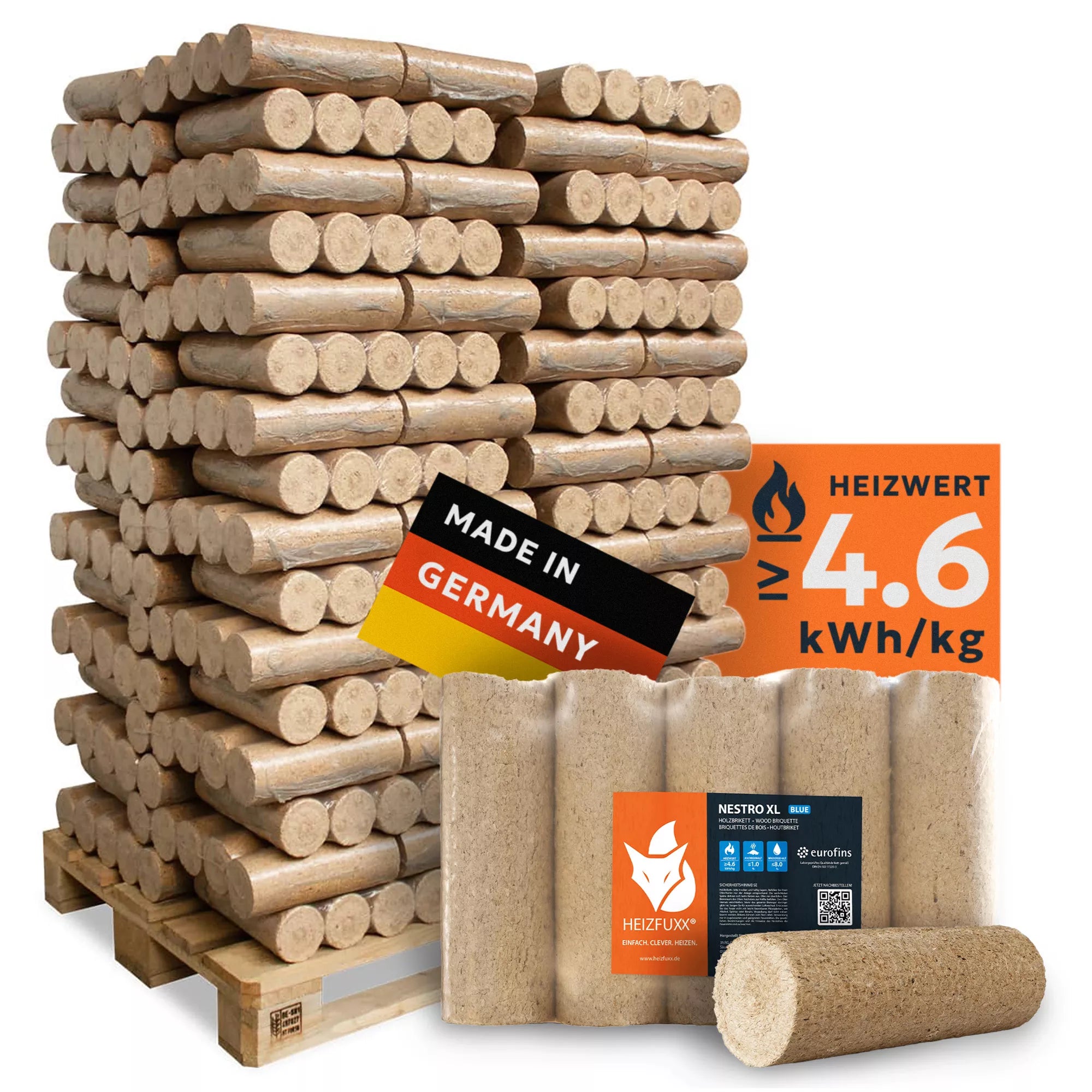 wood briquettes Nestro XL Blue – roand, without a hole (pallet 960 kg)