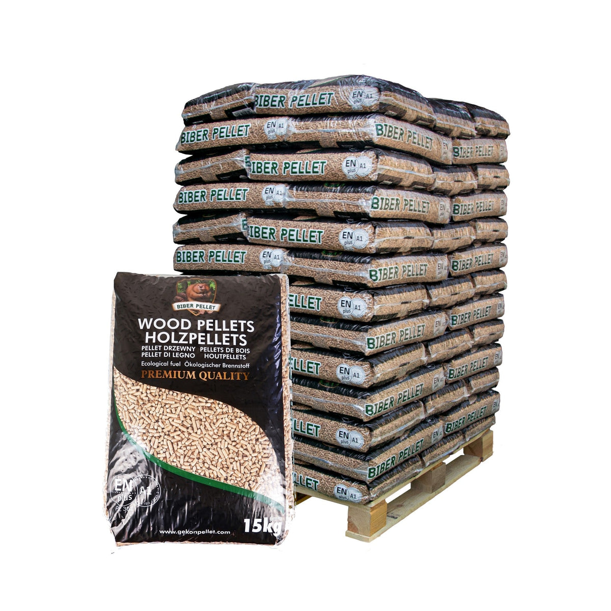 Biber wood pellets Einstreu – 64×15 kg (960 kg) pallet