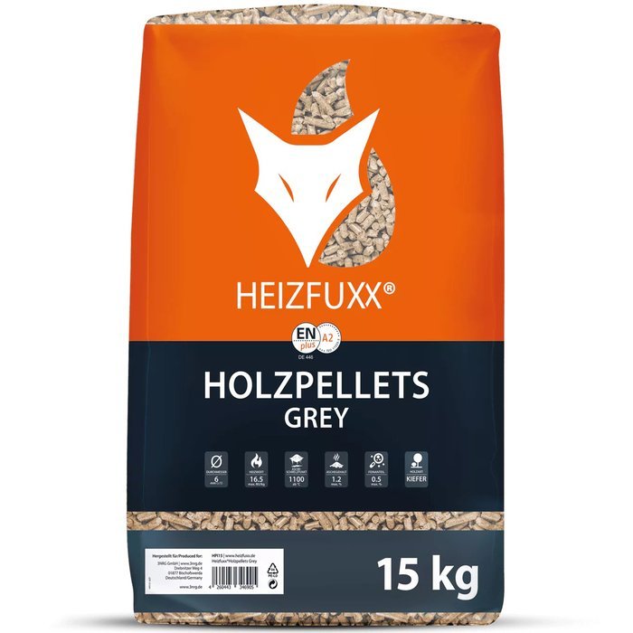 HEIZFUXX wood pellets Grey 6mm ENplusA1, 65 x 15kg pallet