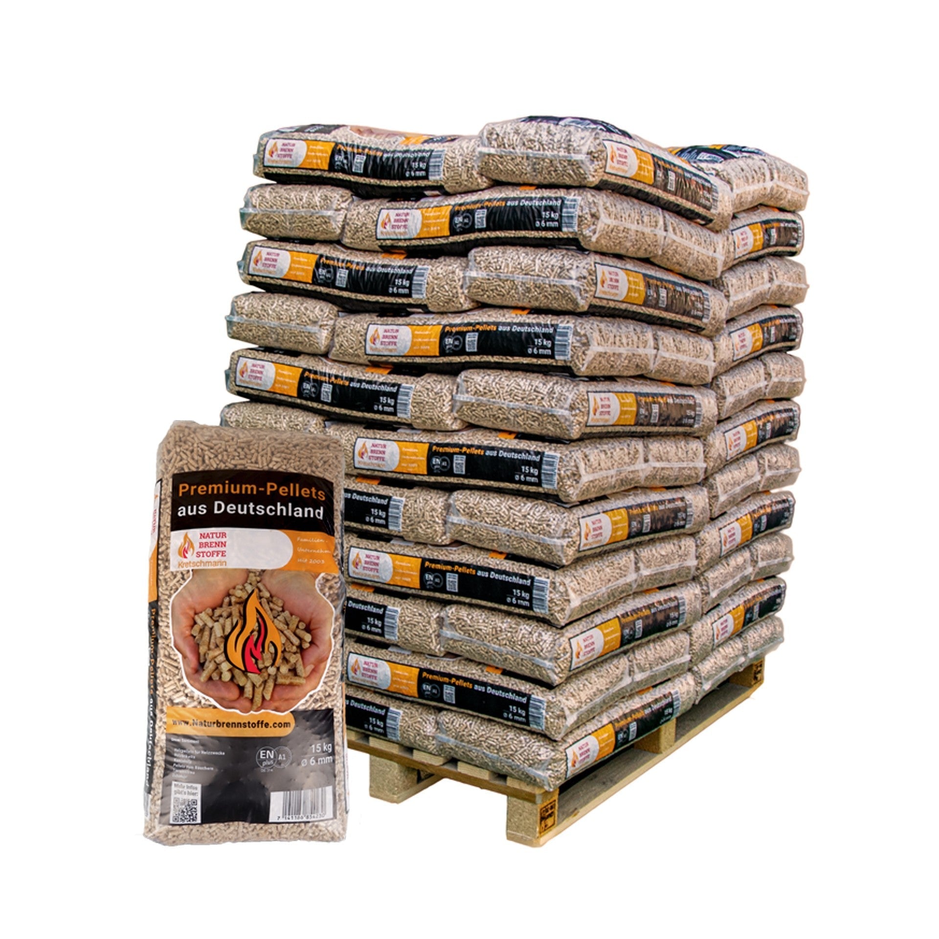wood pellets ENplus A1 960 kg – Nayourbrennstoffe 6 mm softwood (64 x 15 kg pallet)