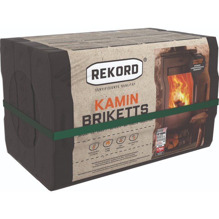 REKORD lignite briquettes as a pallet, shrink-wrapped (90 x 10 kg)