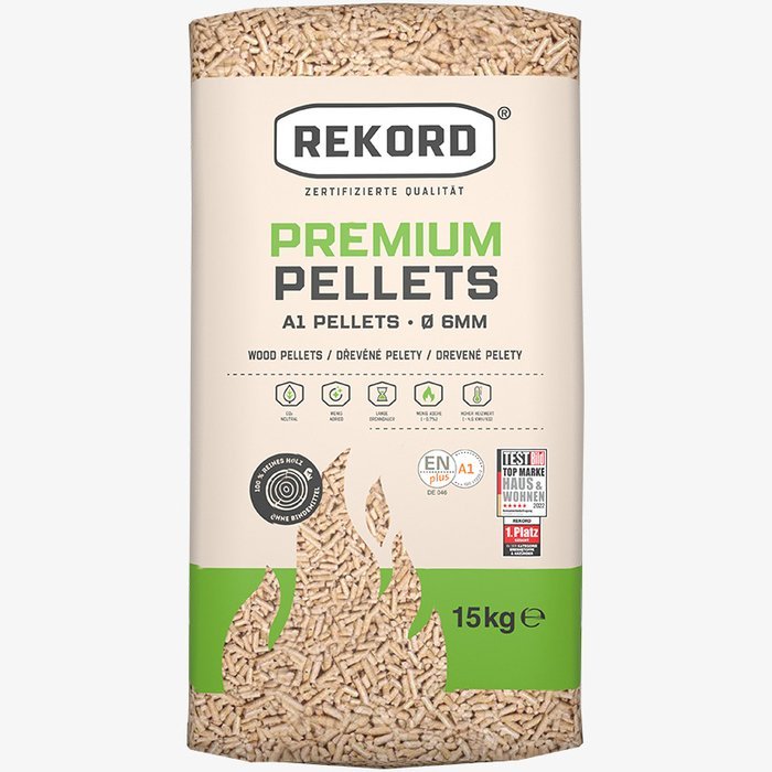 REKORD Premium wood pellets 6mm ENplusA1, 66 x 15kg pallet