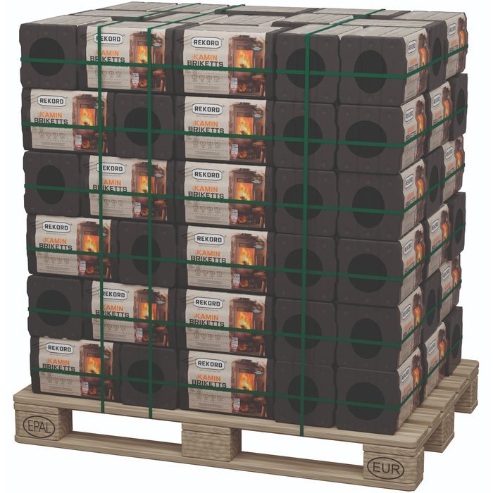 REKORD lignite briquettes as a pallet, shrink-wrapped (90 x 10 kg)
