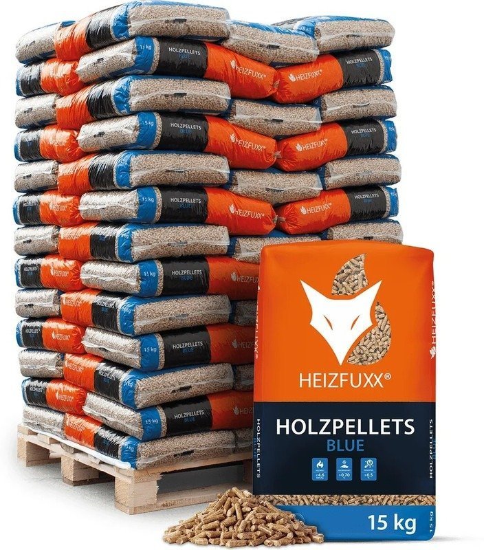 Heizfuxx wood pellets „Blue“ – 975 kg (65 x 15 kg bags)