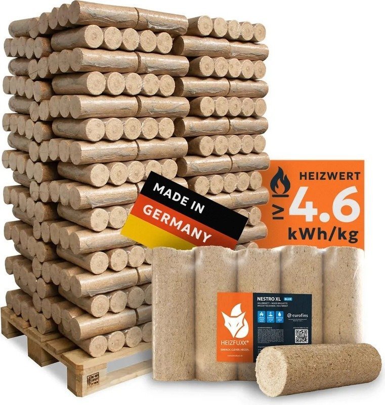 Heizfuxx Nestro XL Blue briquettes – 960 kg pallet