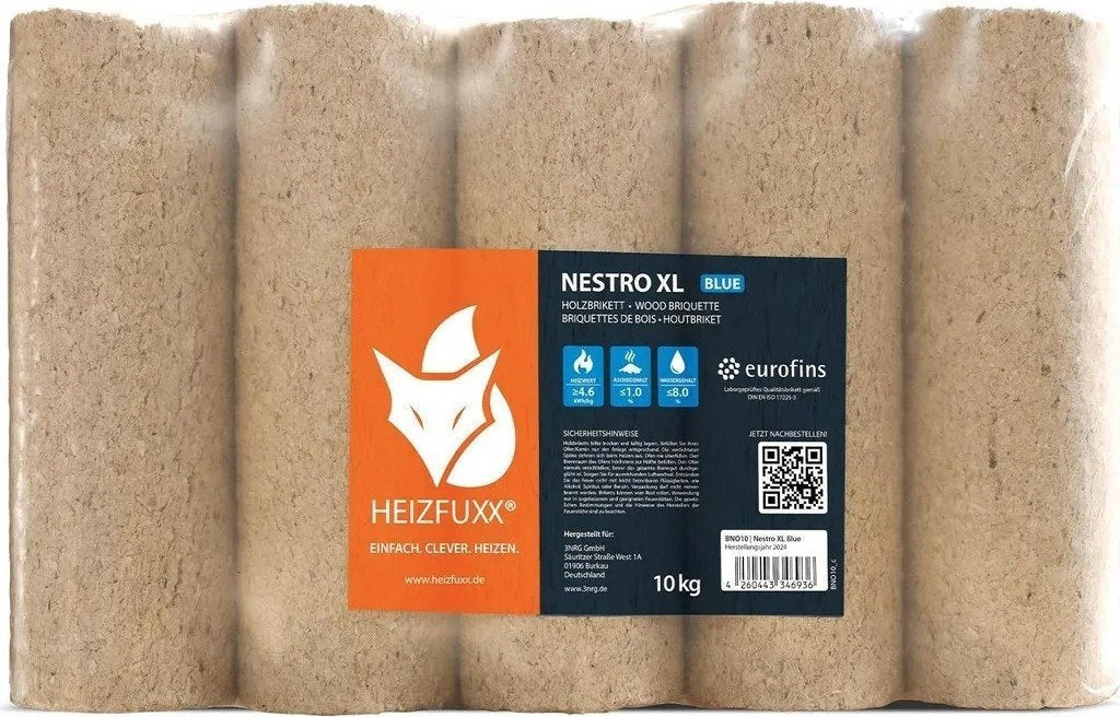 Heizfuxx Nestro XL Blue briquettes – 960 kg pallet