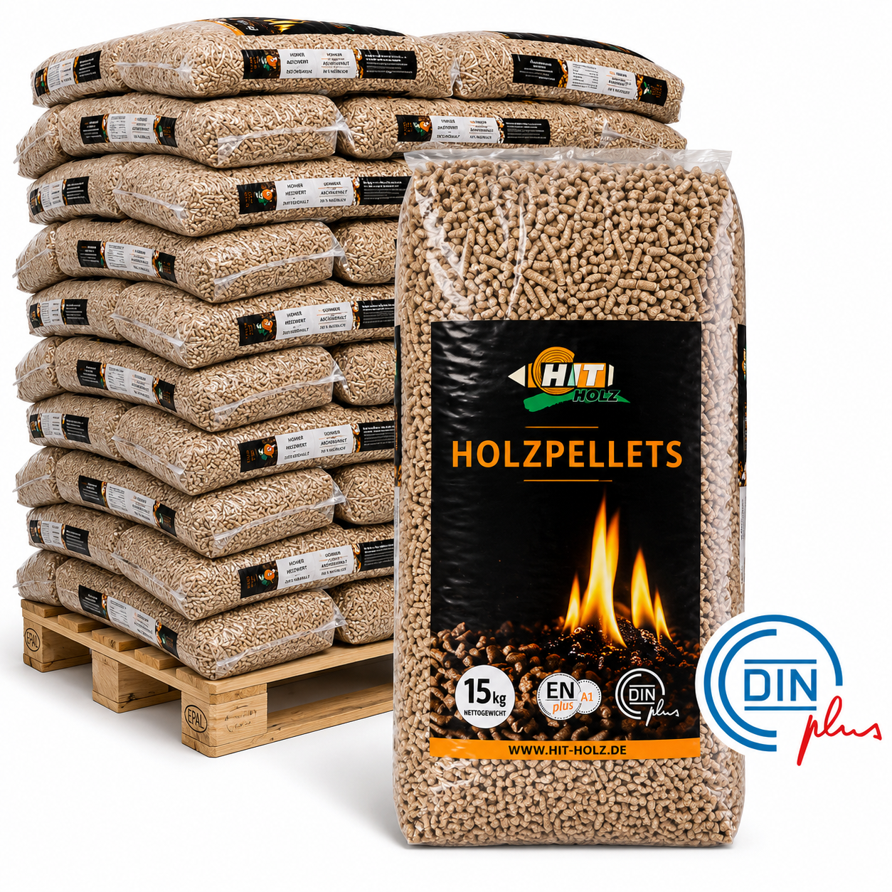 HIT wood pellets bagware 6mm ENplusA1, 66 x 15kg pallet