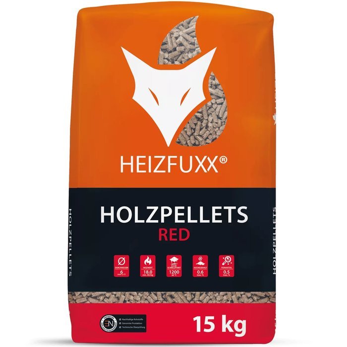 HEIZFUXX wood pellets Red 6mm ENplusA1, 65 x 15kg pallet