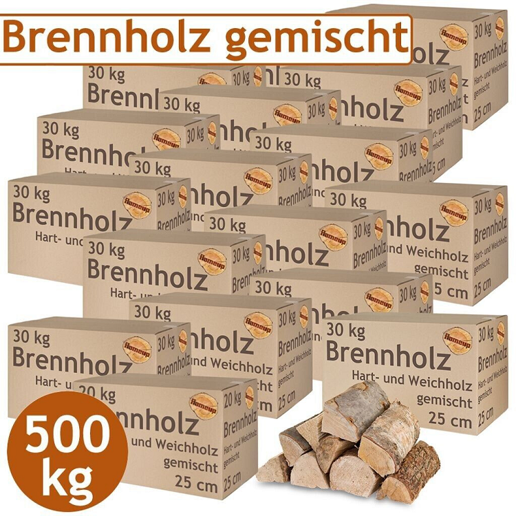 firewood & firewood gemischt – hardwood & softwood 25 cm | 500 kg Pakete